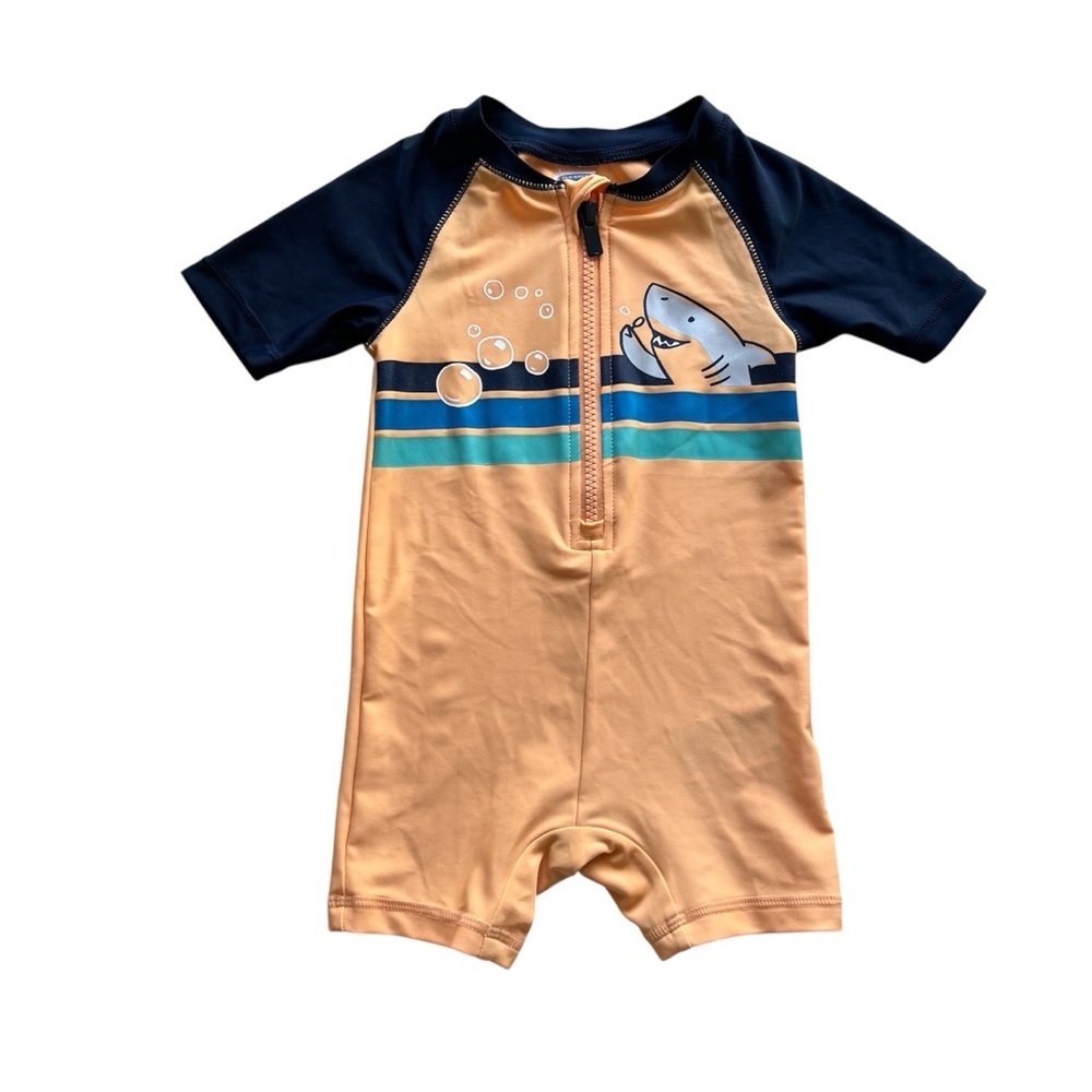 Old Navy Kids Shark Swim One Piece - Navy and Peach